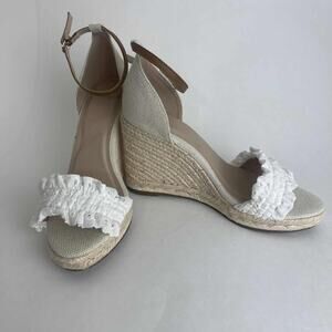 Draper James Gabrielle Women's Wedge Sandals White Cream Size 8.5 NEW No Box